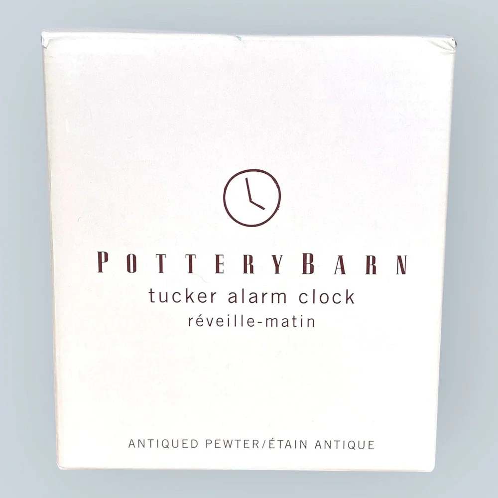 Pottery Barn Art Deco Tucker Alarm Clock Antiqued Pewter Retro